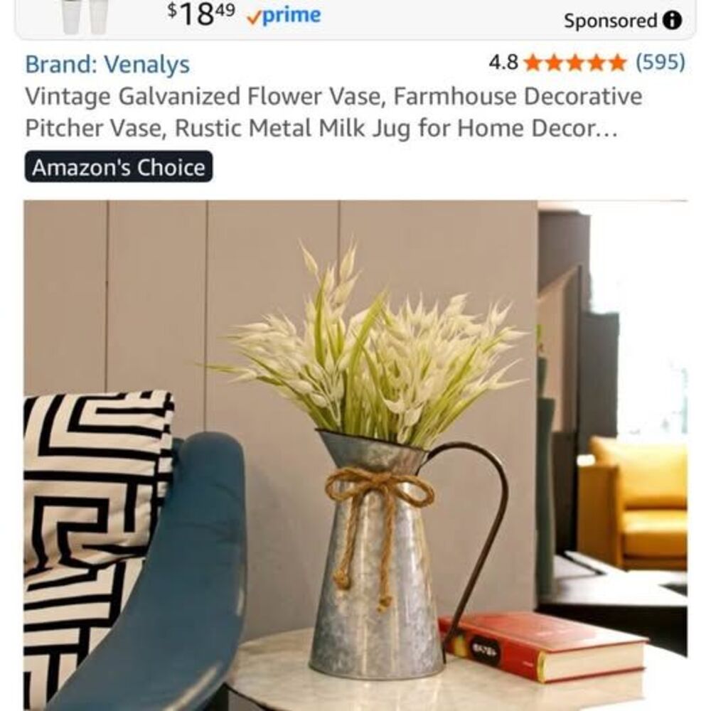 Vintage Galvanized metal vase pitcher